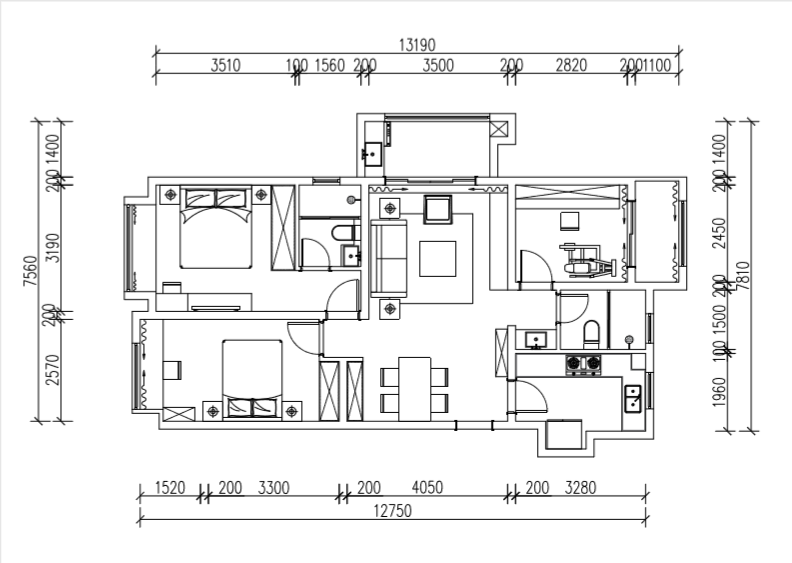 红牛设计--创源龙樾116㎡轻奢风格03调整建议_平面布置图